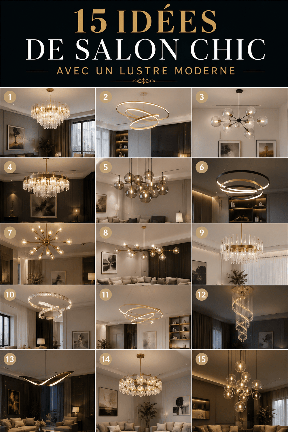 15 idées de salon chic avec un lustre moderne