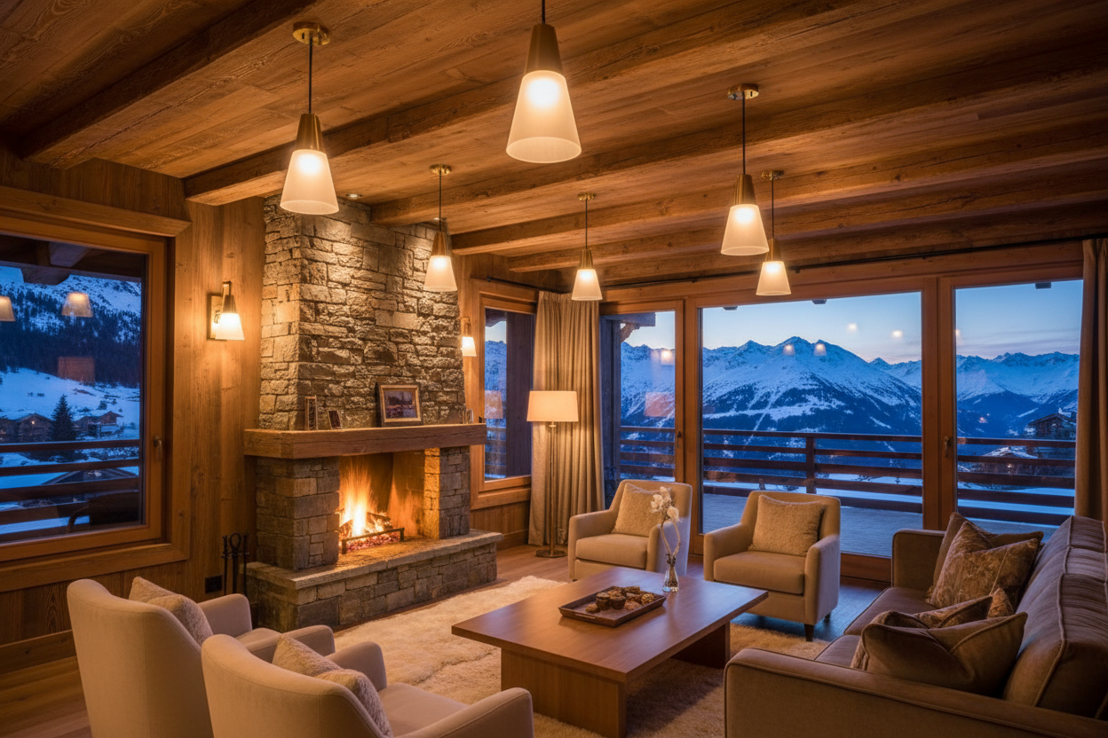 luminaire en bois style chalet sublimant intérieur chaleureux et authentique