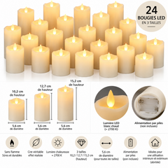 24 bougies LED créent une ambiance chaleureuse pour Noël