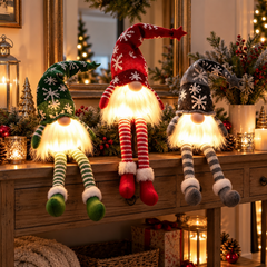3 lutins de Noël lumineux LED en décoration intérieure festive