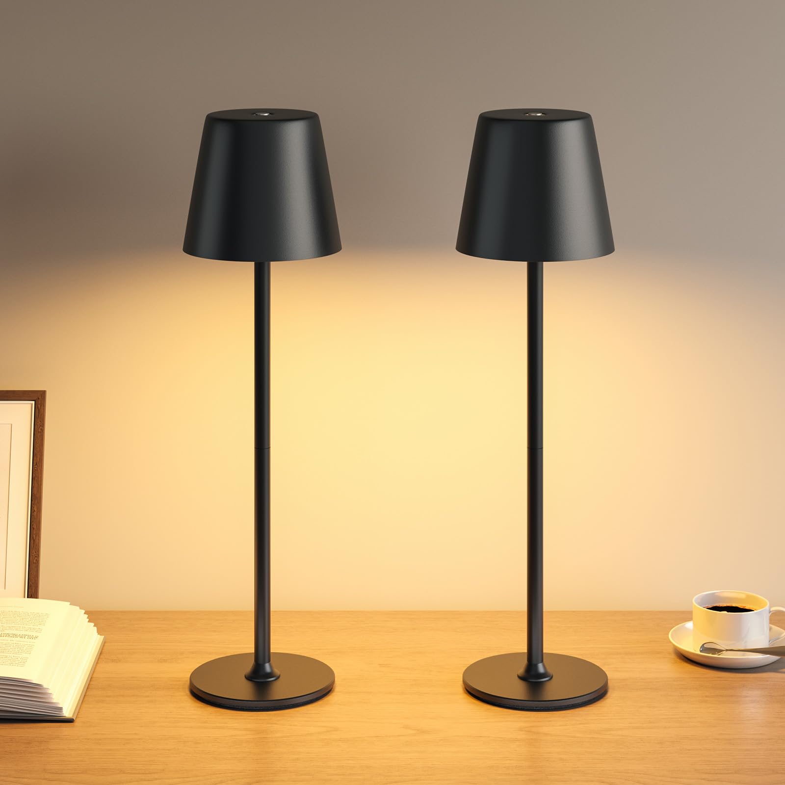 lot de 2 lampes chevet usb noir