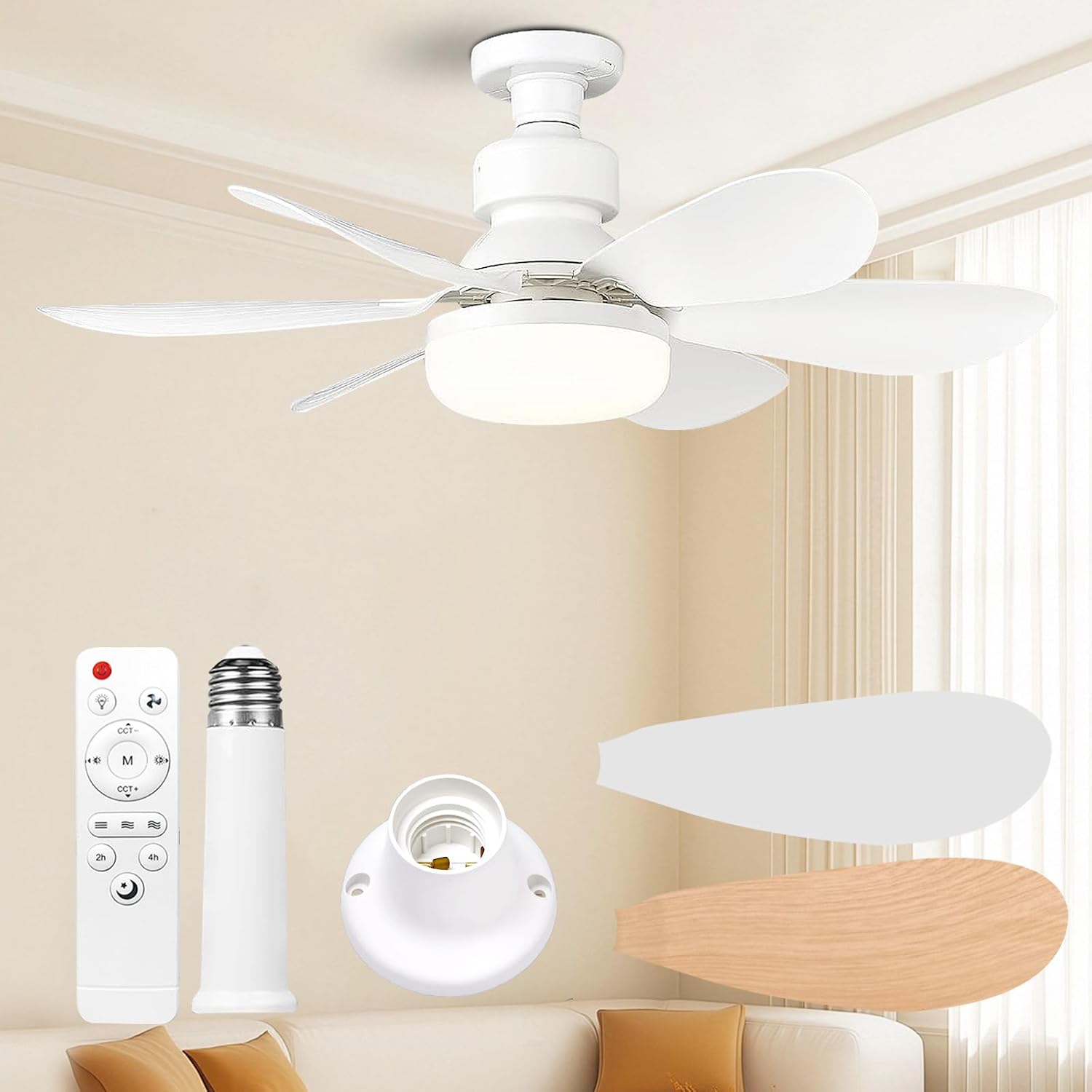 Ventilateur de Plafond pas cher avec Lumière et Télécommande