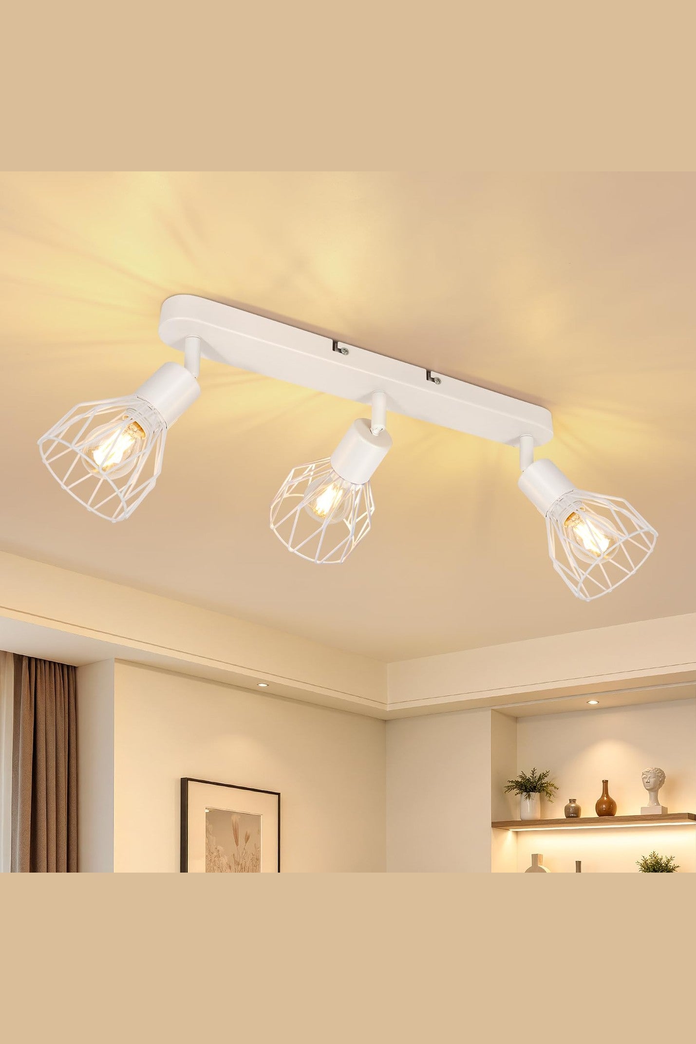 Plafonnier Industriel 3 Spots LED blanc 