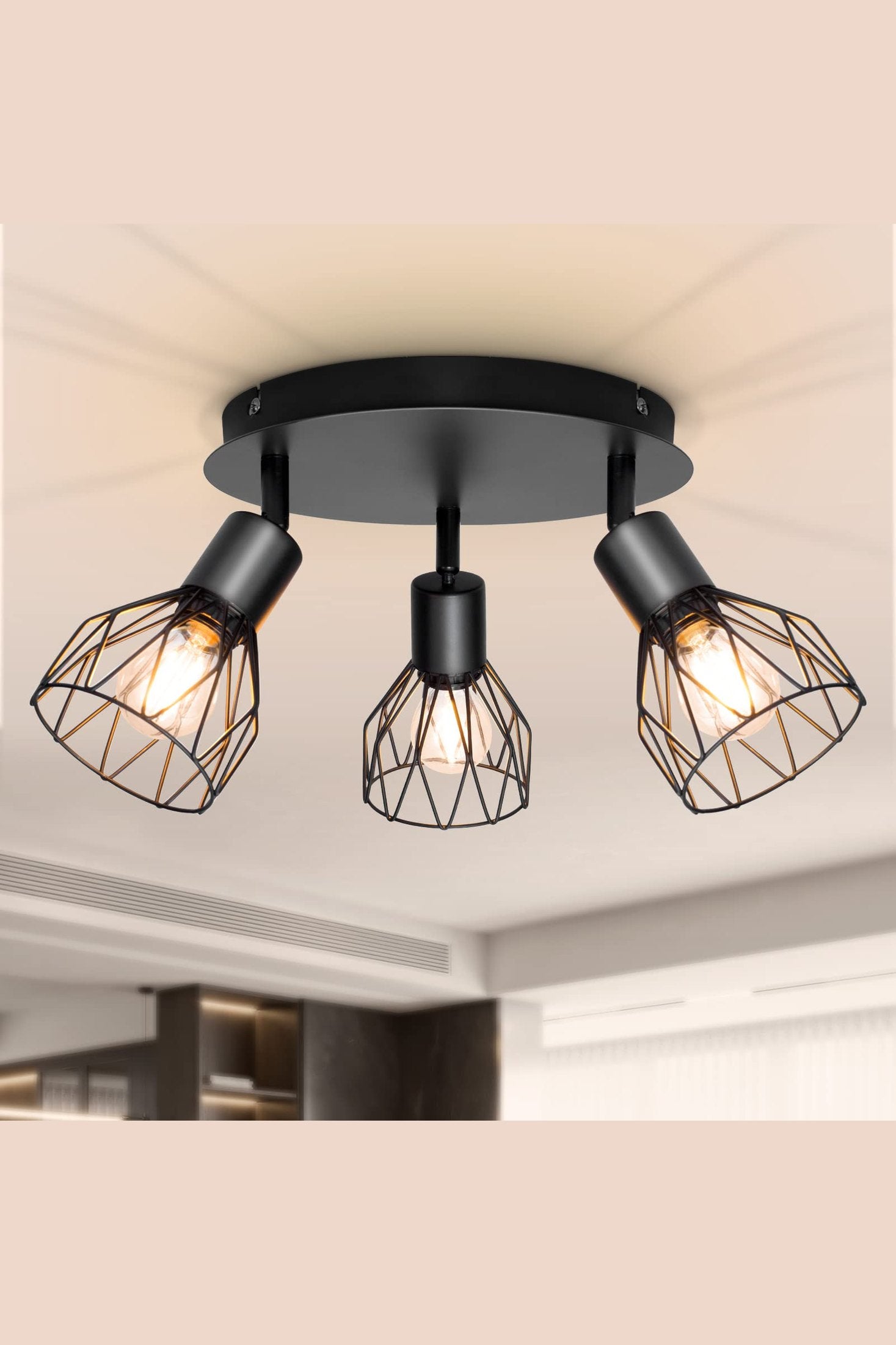 Plafonnier Industriel 3 Spots LED noir