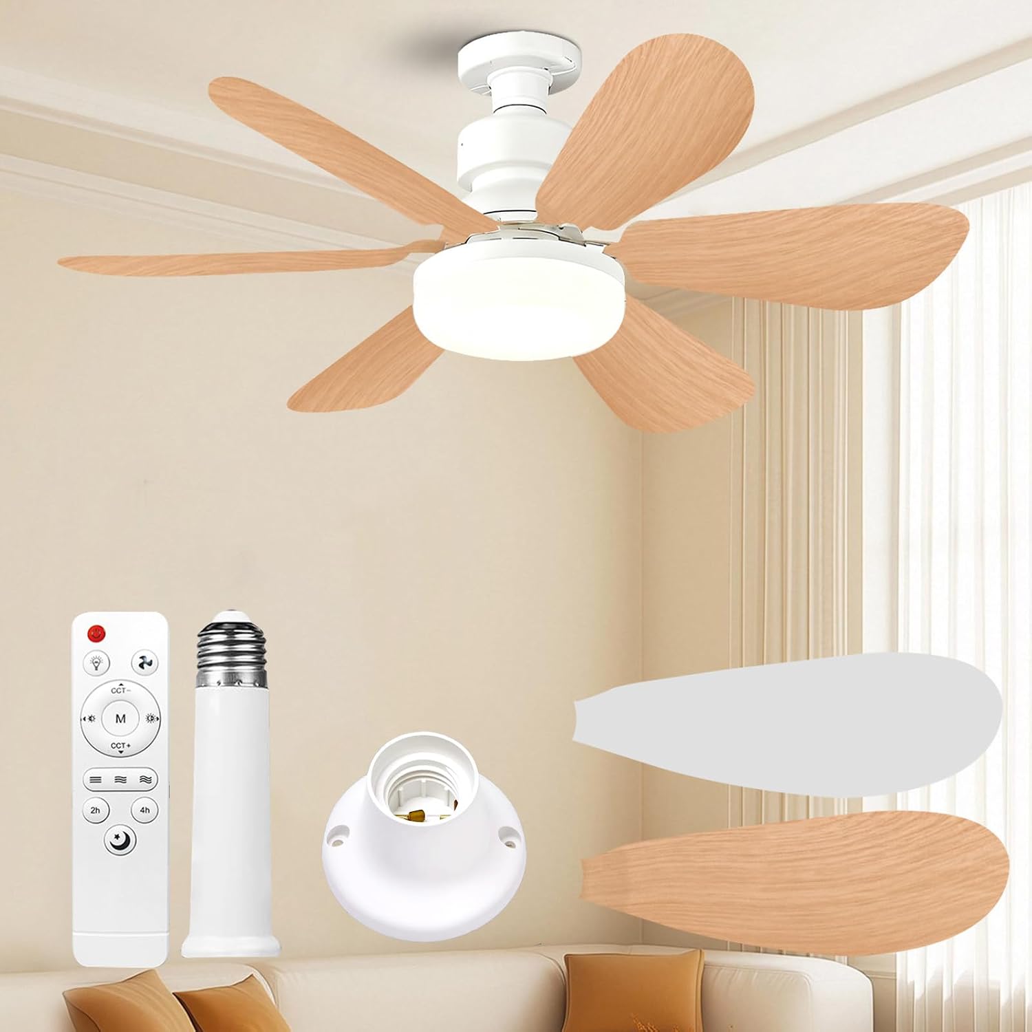 Ventilateur de Plafond pas cher avec Lumière et Télécommande