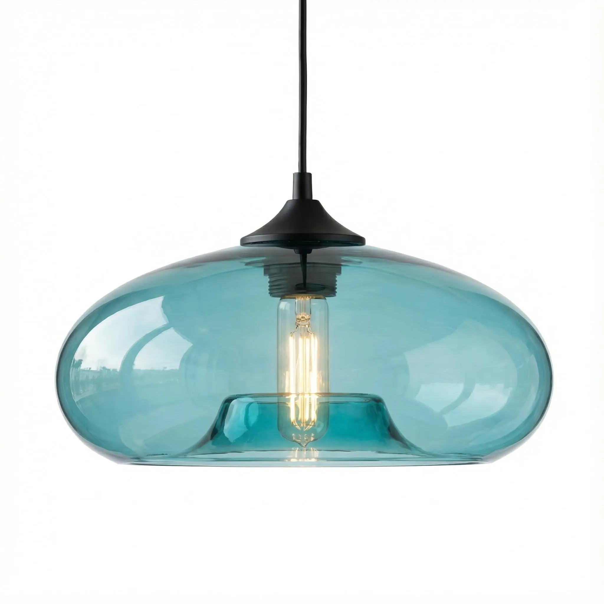 Plafonnier en Verre Soufflé bleu