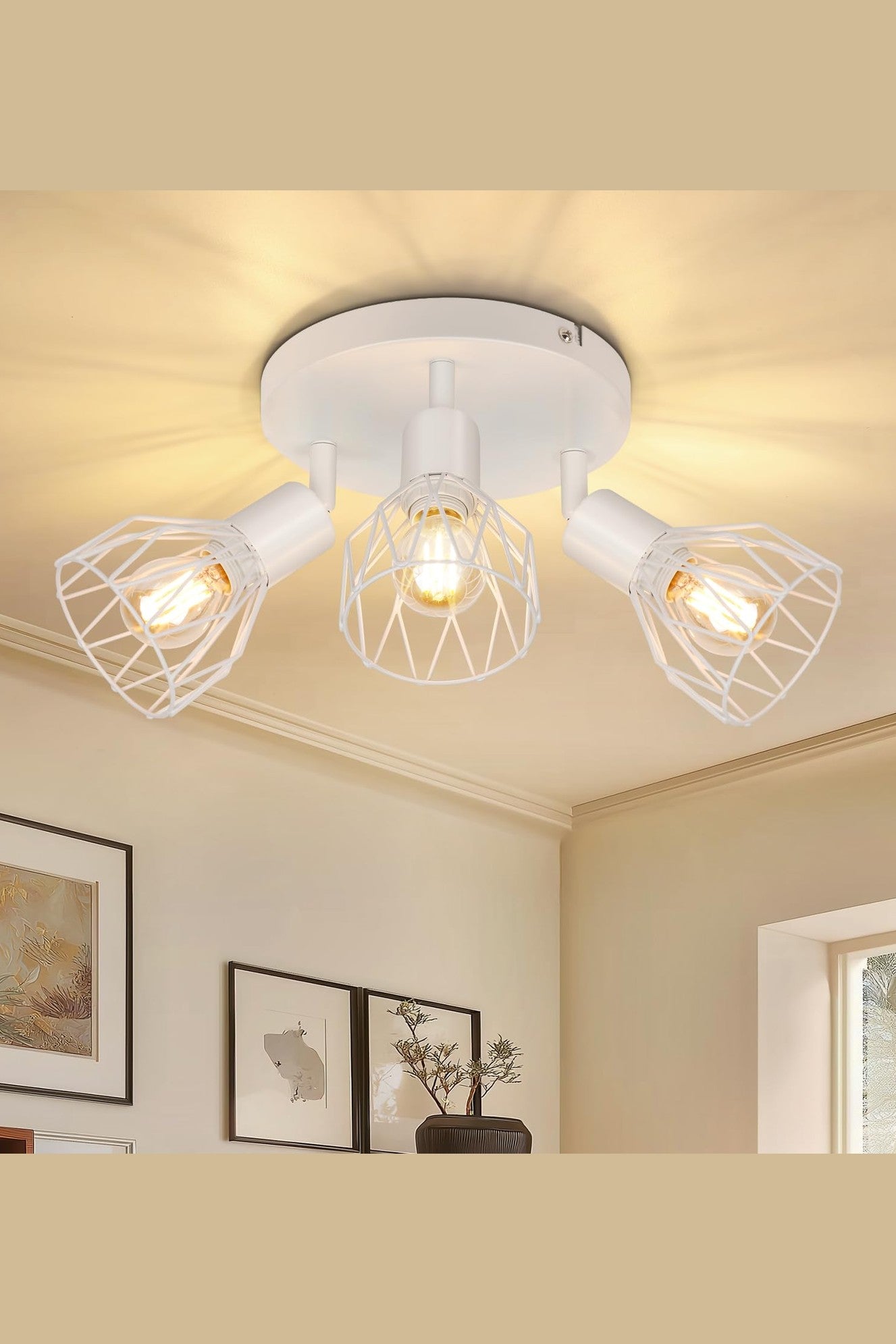 Suspension Industriel 3 Spots LED blanc
