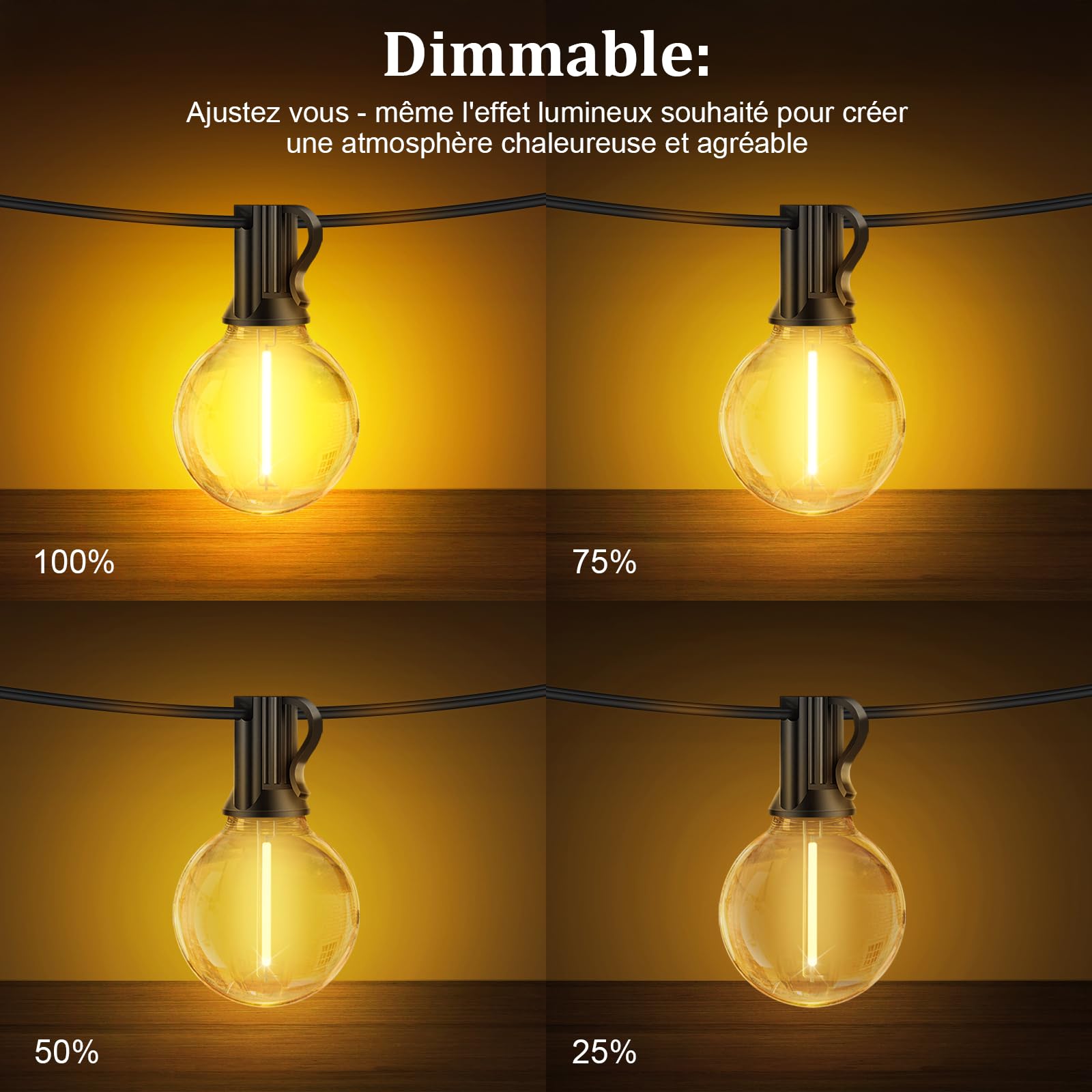 guirlande guinguette LED 15 mètres