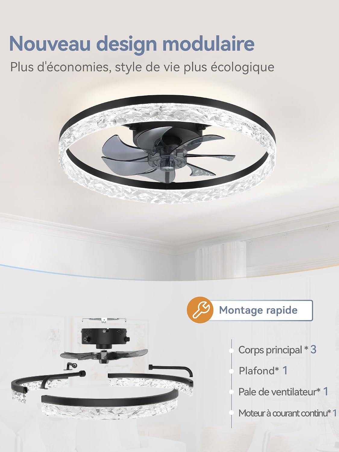 ZMISHIBO Ventilateur de Plafond