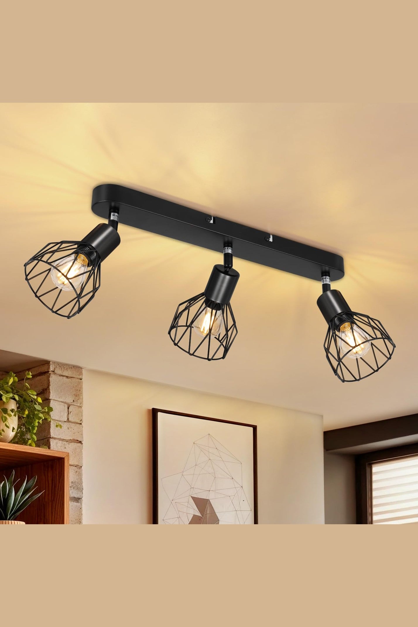 suspension Industriel 3 Spots LED noir