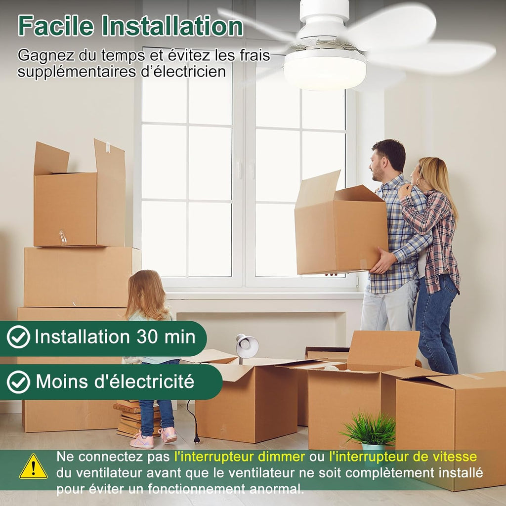 Ventilateur de Plafond pas cher avec Lumière et Télécommande