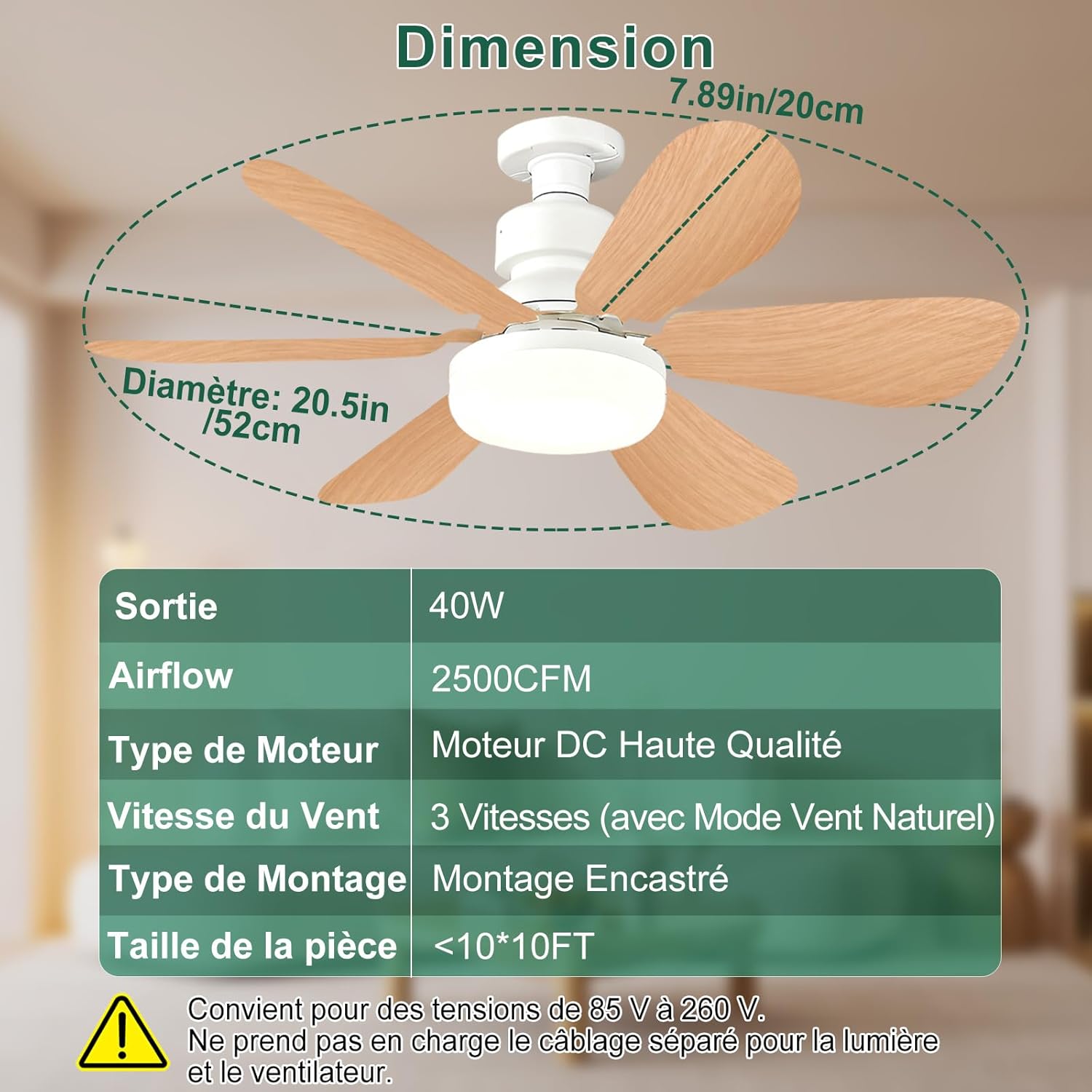 Ventilateur de Plafond pas cher avec Lumière et Télécommande