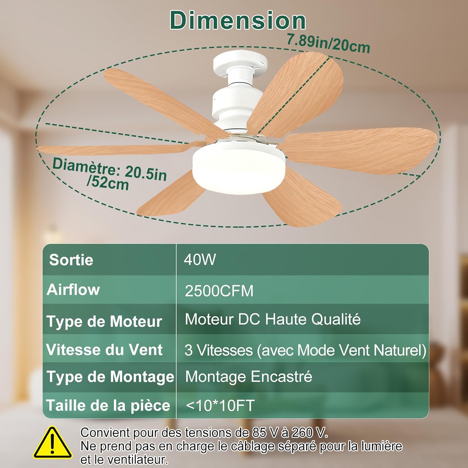 Ventilateur de Plafond pas cher avec Lumière et Télécommande