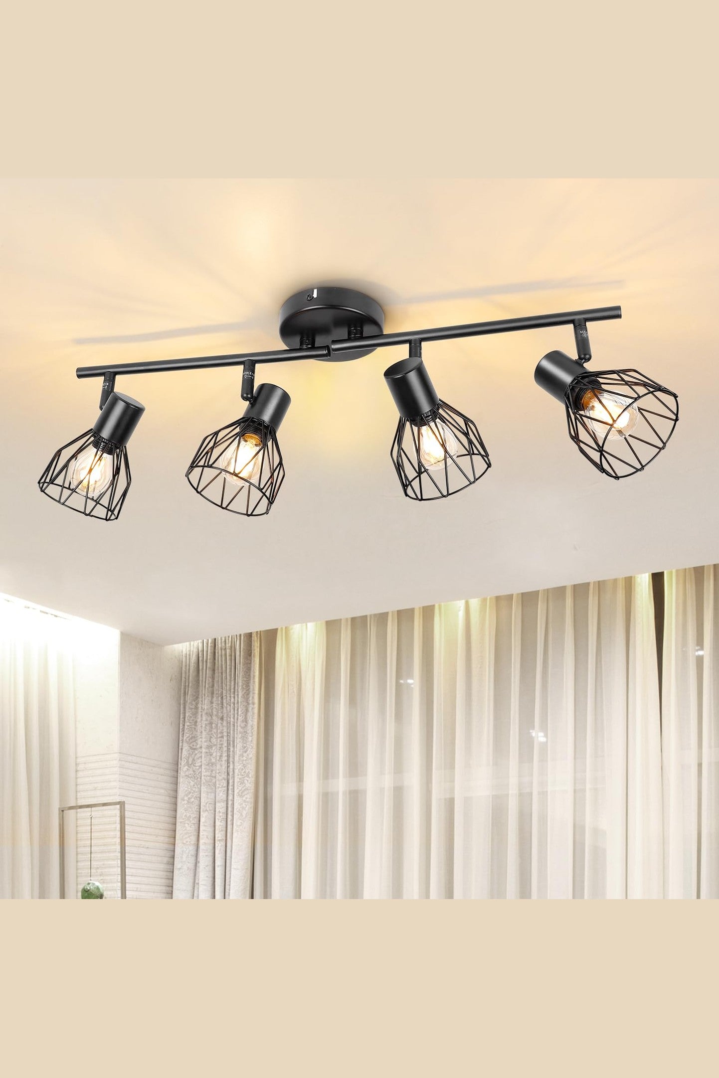 suspension Industriel 4 Spots LED noir