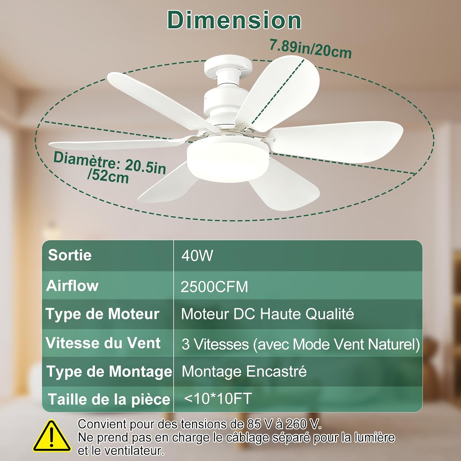 Ventilateur de Plafond pas cher avec Lumière et Télécommande
