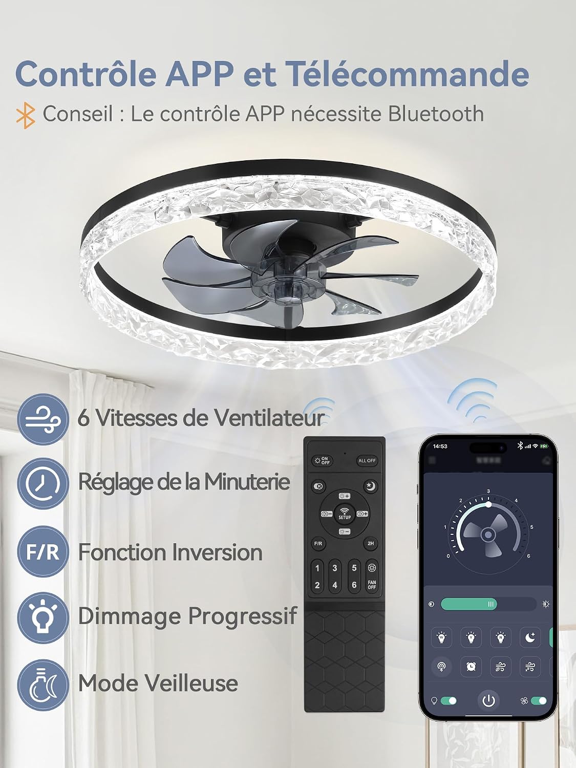 ZMISHIBO Ventilateur de Plafond