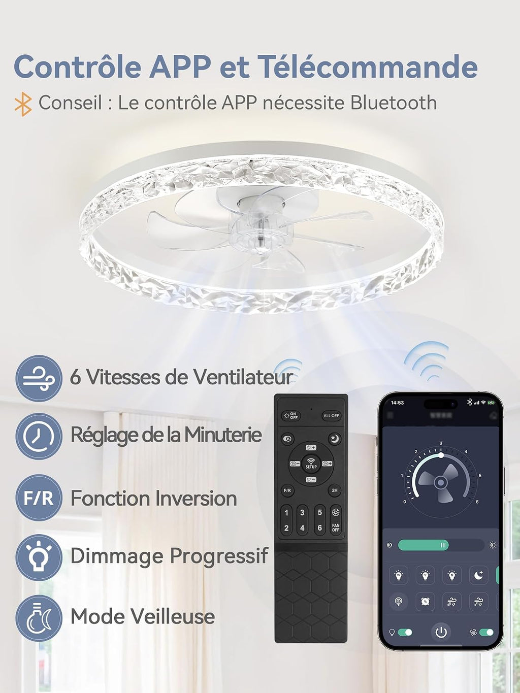 ZMISHIBO Ventilateur de Plafond