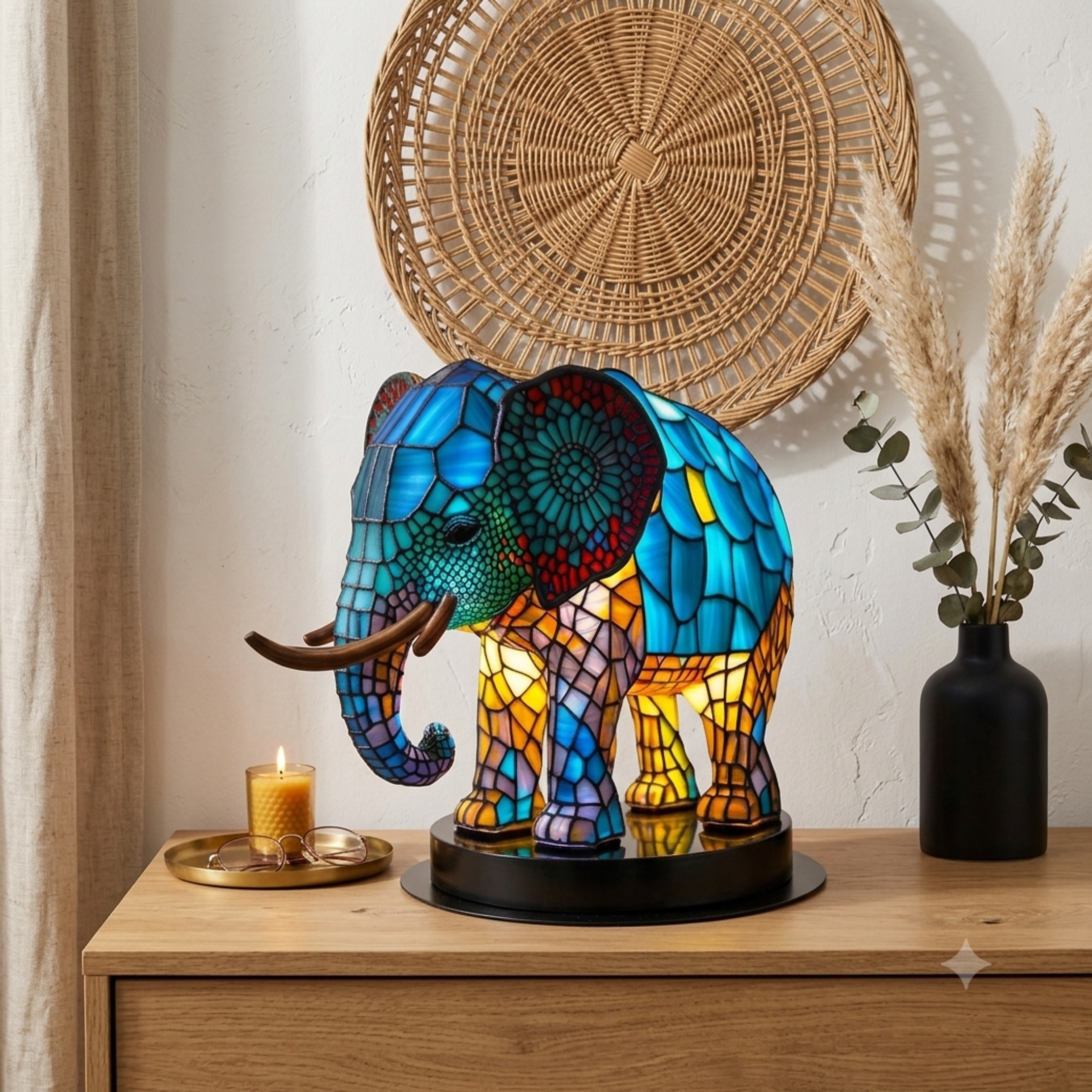 Lampe de chevet éléphant en céramique design moderne pour ambiance tamisée et décor intérieure chaleureuse