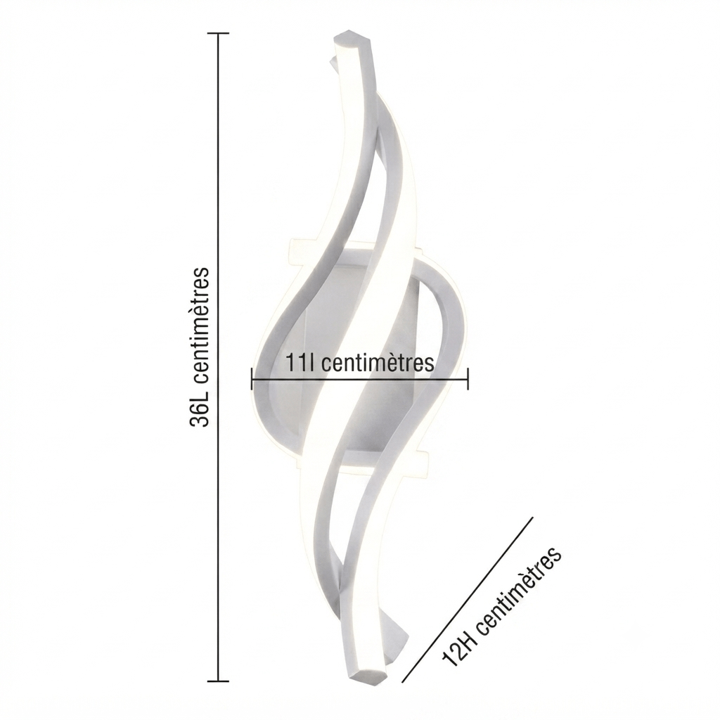 Dimensions de l'applique mural grise et blanche style note de musique 
