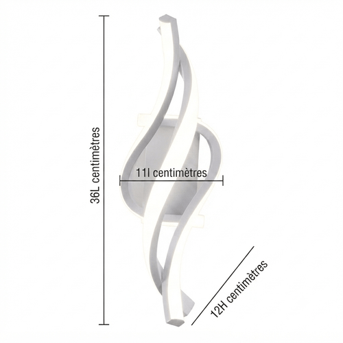 Dimensions de l'applique mural grise et blanche style note de musique 