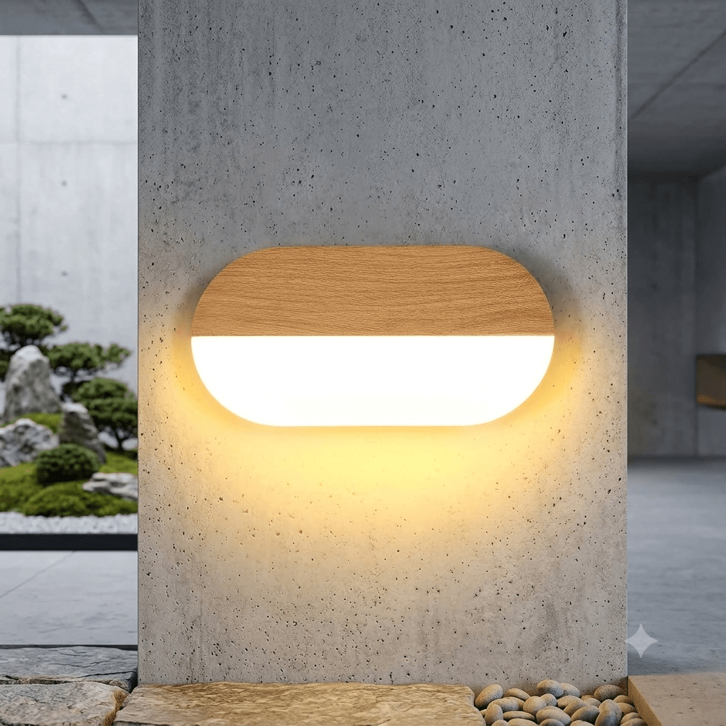 Applique murale LED bois et acrylique design minimaliste avec lumière chaude 3000K pour couloir moderne