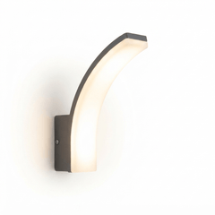 Applique murale LED design croissant gris anthracite mat bras asymétrique incurvé éclairage directionnel haut