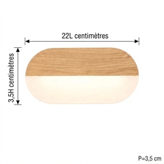 Dimensions de l'applique mural couleur bois ovale 