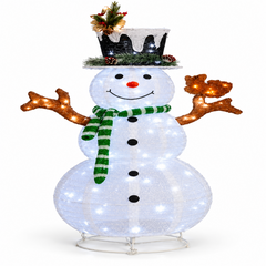 Bonhomme de neige lumineux de Noël 120 cm avec 120 LED sur fond blanc