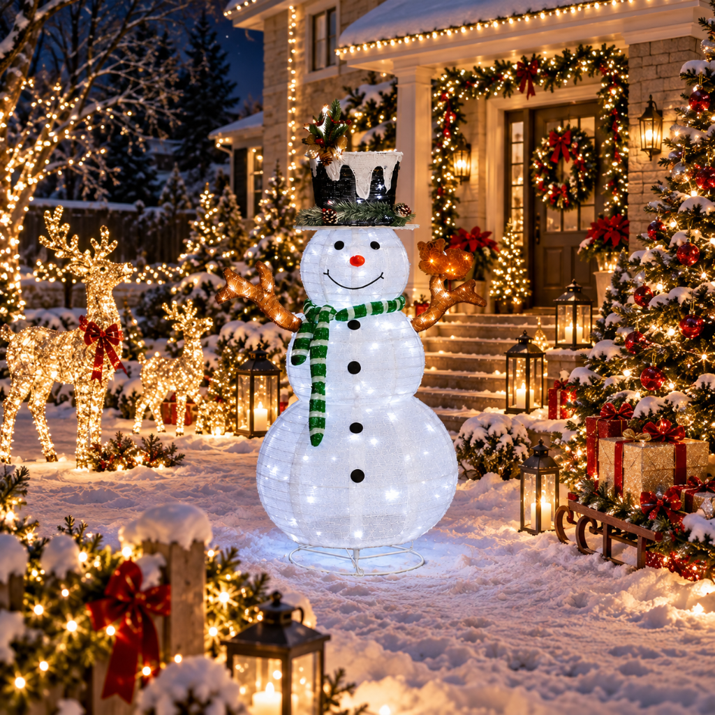 Bonhomme de neige lumineux de Noël 120 cm à LED