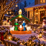 Crèche de Noël Gonflable Lumineuse 180 cm – 7 LED Blanc Chaud