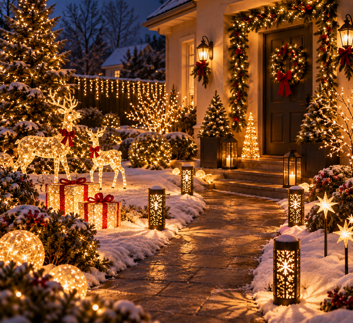 Ambiance lumineuse de Noël extérieur