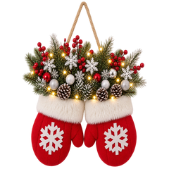 Décoration Noël produit gants rouges fond blanc