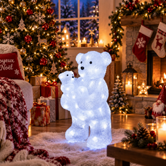 Ours polaire et ourson lumineux présentés ensemble pour créer une ambiance hivernale de Noël