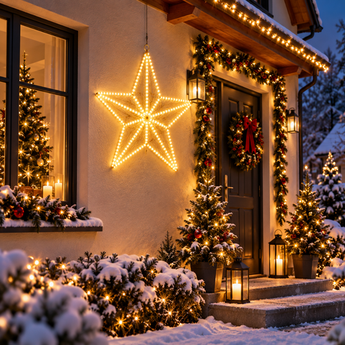 Étoile Lumineuse de Noël 50 cm – 282 LED Blanc Chaud