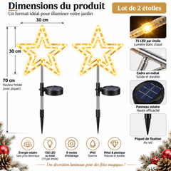 Étoiles solaires Noël dimensions 70cm