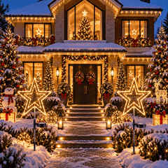 Étoiles solaires Noël jardin deux LED
