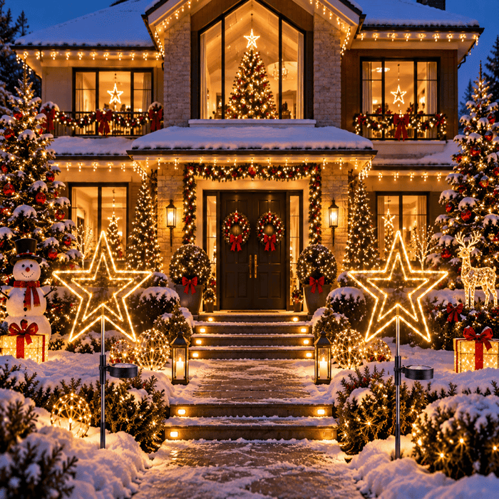 Étoiles solaires Noël jardin deux LED