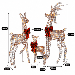 Rennes lumineux Noël dimensions ensemble trois pièces
