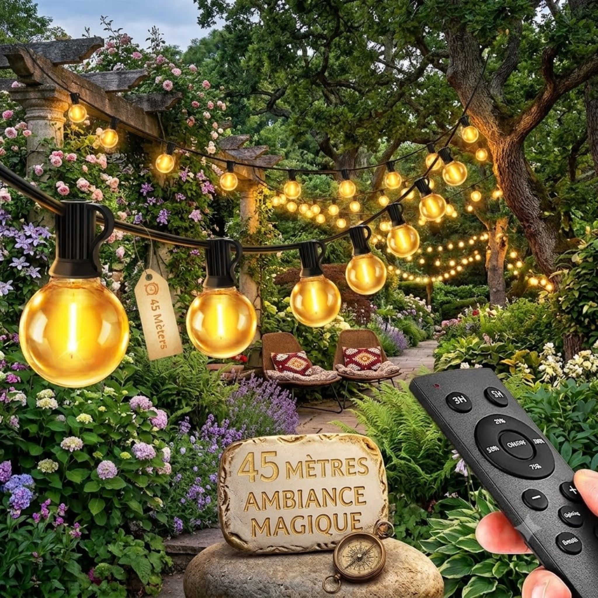 Guirlande lumineuse extérieur 45 mètres 