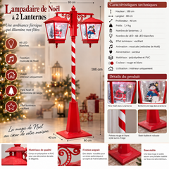 Ce lampadaire à deux lanternes complète élégamment un grand salon décoré pour Noël.