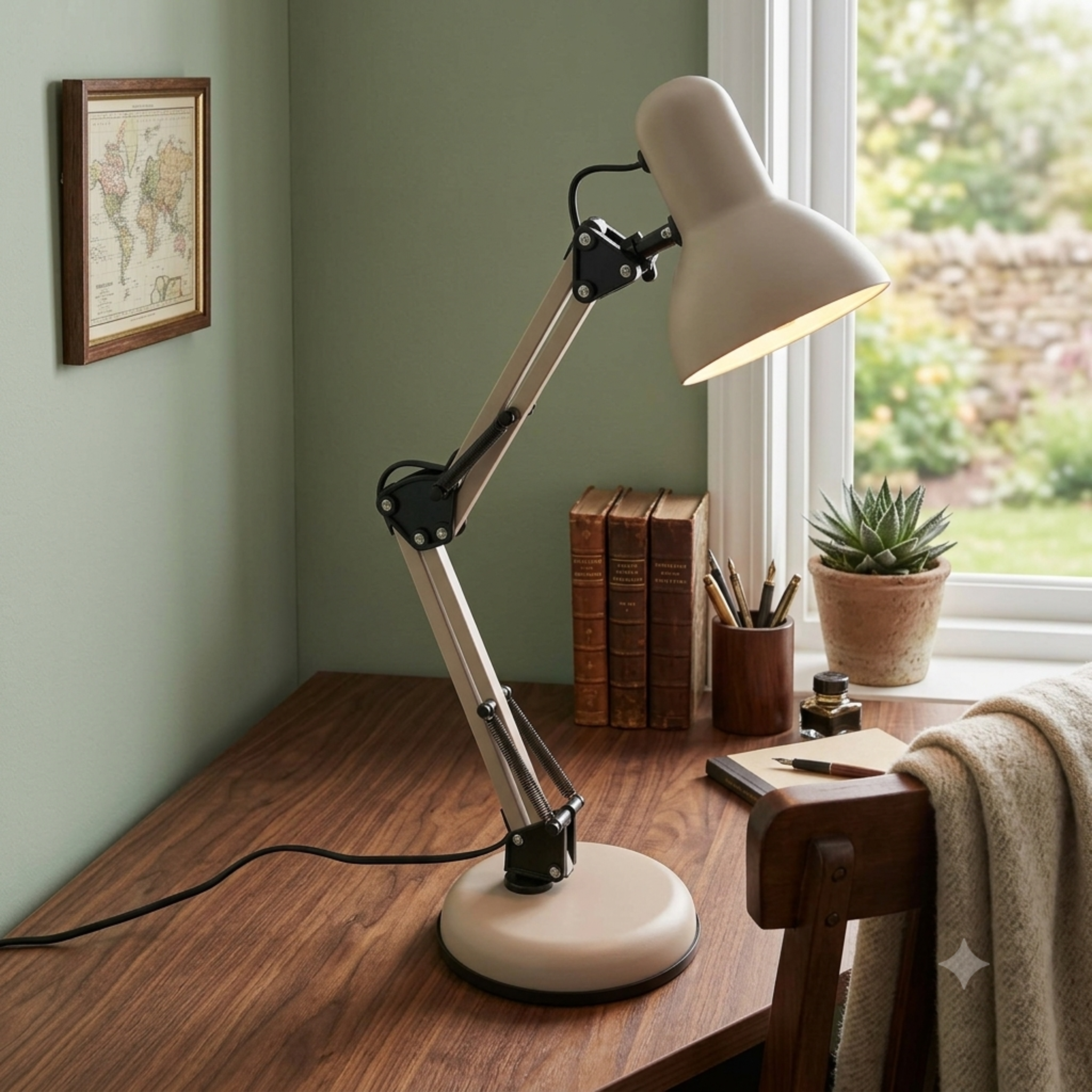 Lampe de bureau design beige et noir 