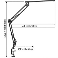 Dimensions de la lampe de bureau style industriel 
