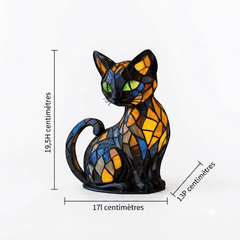 dimensions lampe de chevet original en forme de chat et vitraux