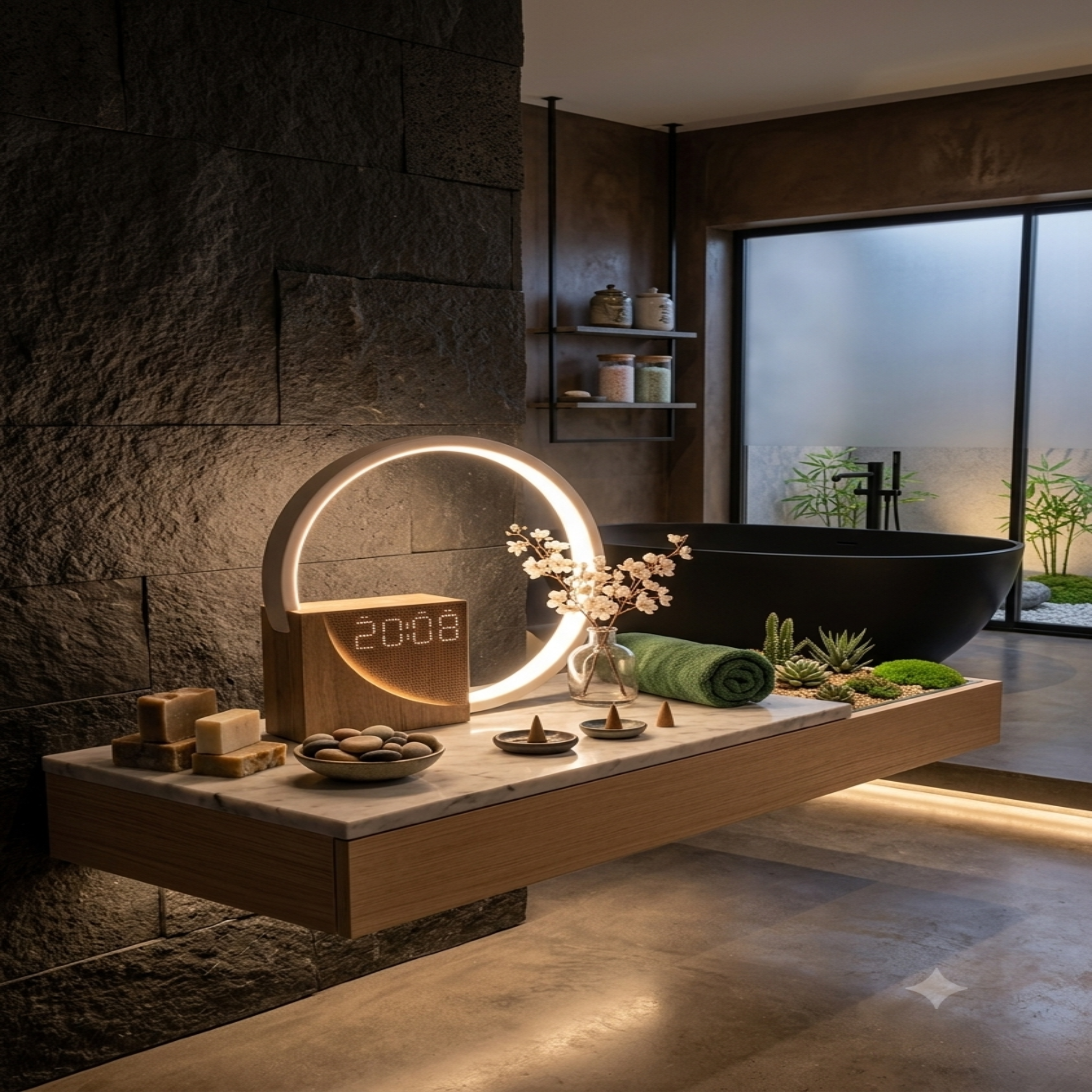 lampe de chevet et horloge 