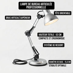 Dimensions Lampe de table grise, rose ou noire