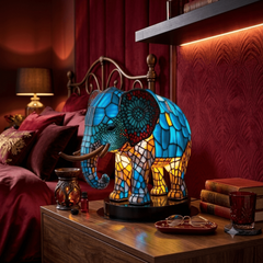 Lampe de chevet éléphant en céramique émaillée design moderne pour ambiance chaleureuse et cosy
