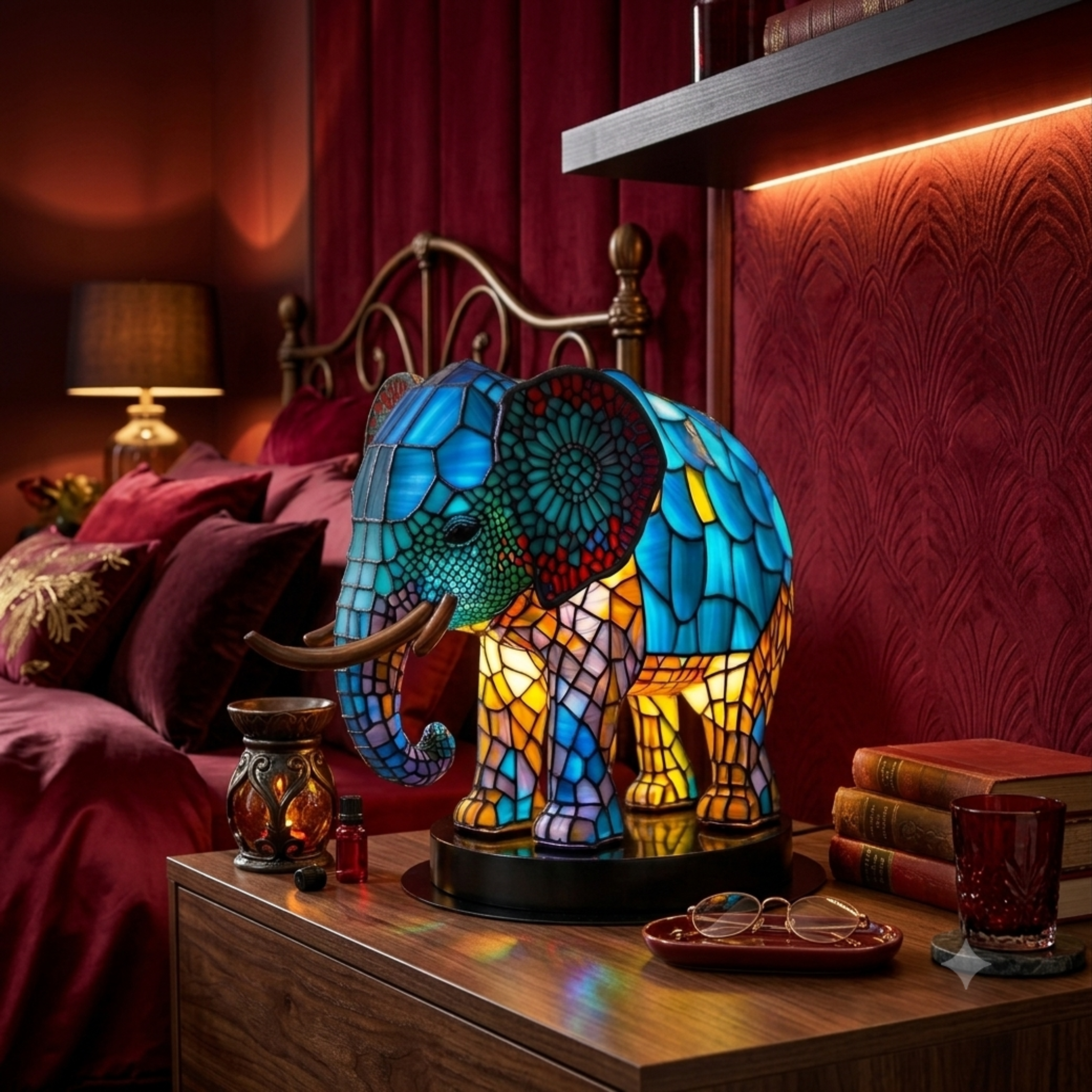 Lampe de chevet éléphant en céramique émaillée design moderne pour ambiance chaleureuse et cosy