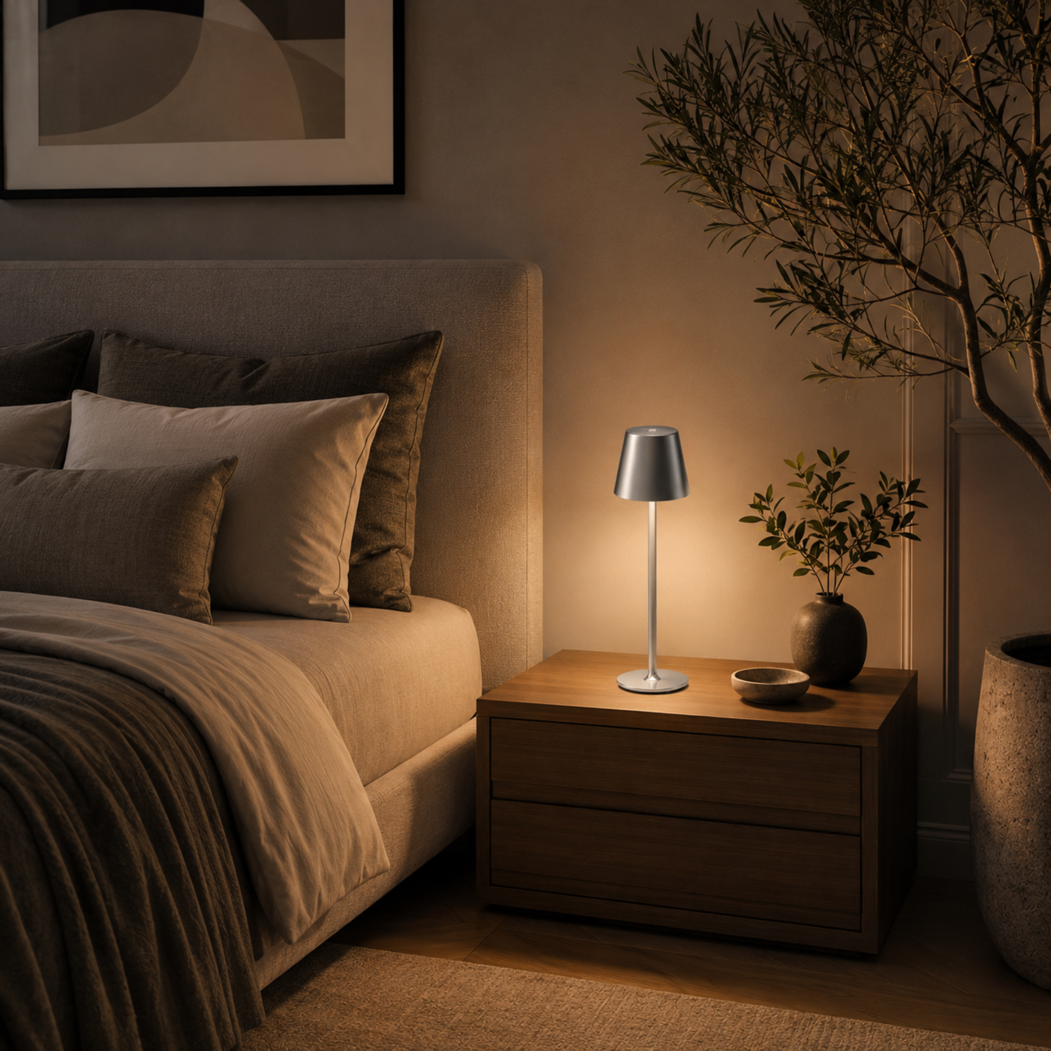 Lampe USB et tactile argent 