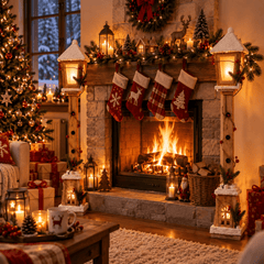 Lanterne LED bois décoration Noël intérieur chaleureuse