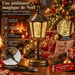 Lanterne Noël LED décor sapin neige